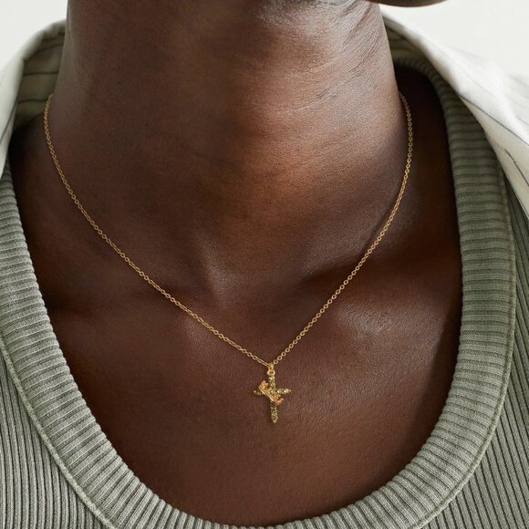 Perfect Gifts Women's Crown M08 Peridot Cross Necklace Gold Plated Faith Jewelry - Picture 4 of 8